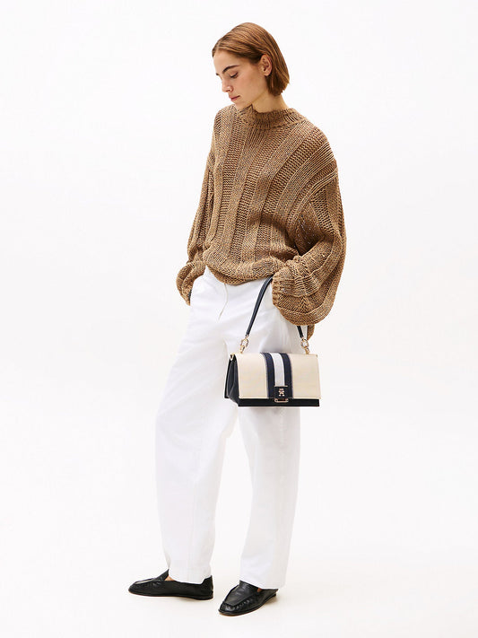 Umhängetasche TH Her Med Canvas Stripe AW0AW17404 von Tommy Hilfiger - Laure Bags and Travel