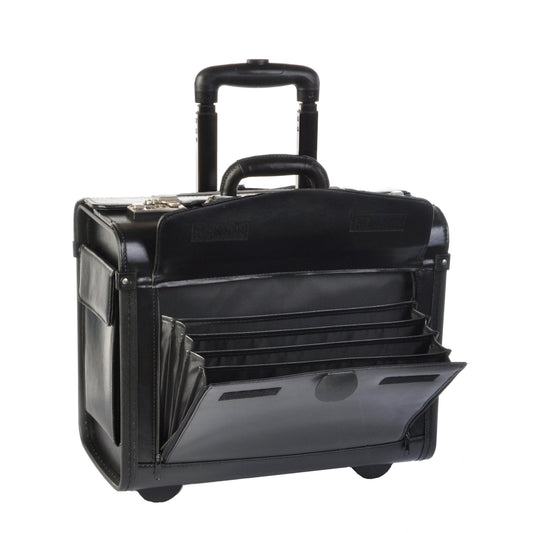 Schwarzer Pilotenkoffer aus Rindspaltleder 1340 von Dermata - Laure Bags and Travel