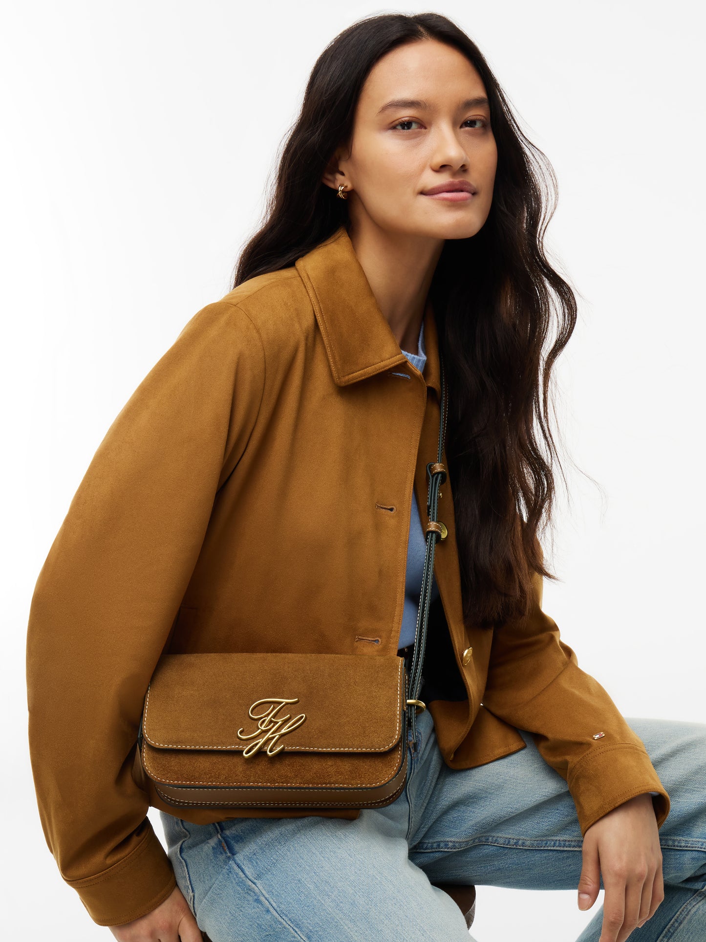 Umhängetasche Script Leather Suede AW0AW19326 von Tommy Hilfiger - Laure Green