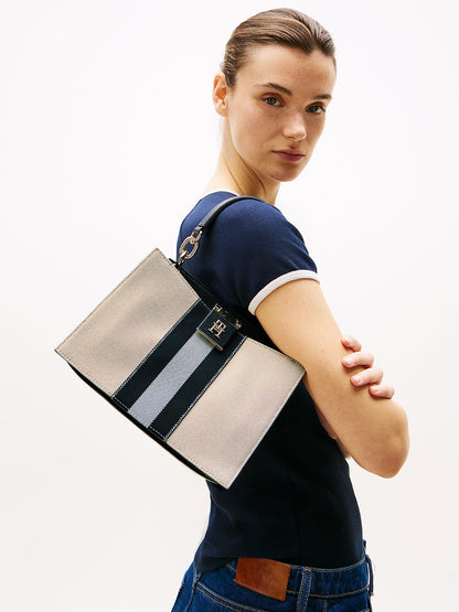 Shopper mini TH Her Canvas Stripe AW0AW17435 von Tommy Hilfiger - Laure Bags and Travel